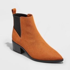 Cognac A New Day Low Shaft Heeled Booties